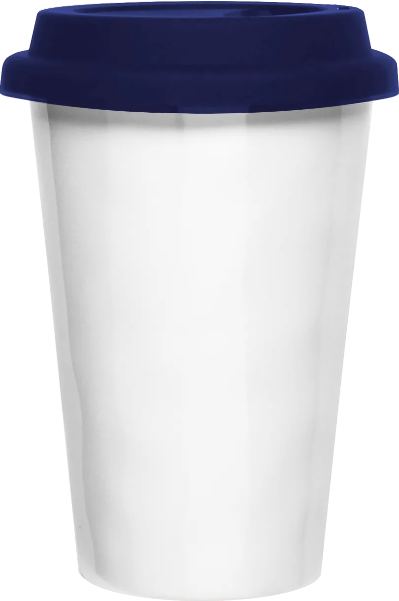 Coffee-to-go-Becher inkl. Deckel blau 300 ml weiß