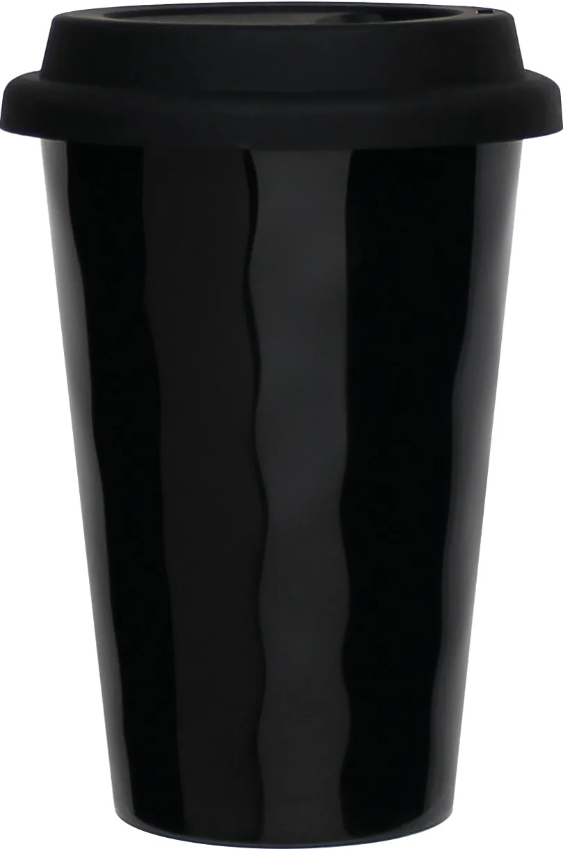 Coffee-to-go-Becher inkl. Deckel Ruffle Design 300 ml schwarz