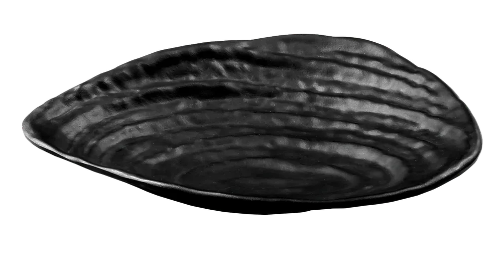 Muschelschale geriffelt 20 x 16 x 2,7 cm matt schwarz
